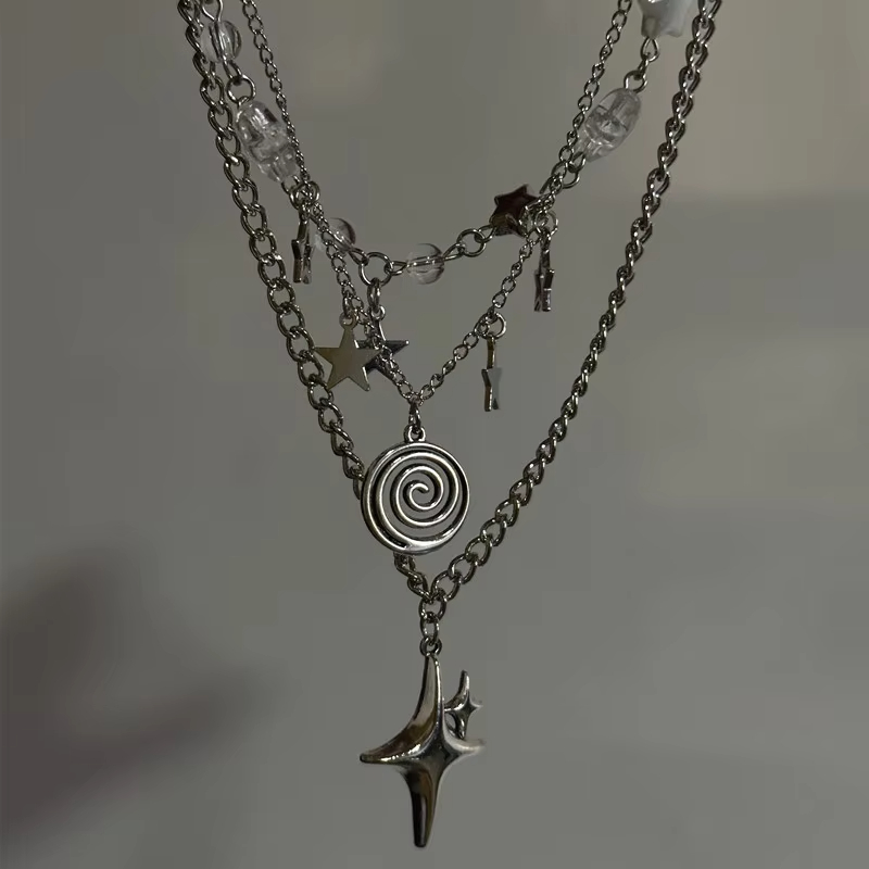 Layered Pendant Necklace Aesthetic - Kalung Liontin Bintang Berlapis untuk Wanita,