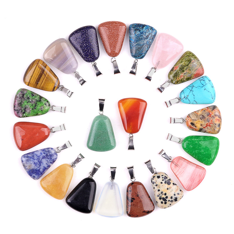 Crystal Pendant Necklace Natural Stone - 20 Buah/Tas Kalung Trapesium Kristal Liontin