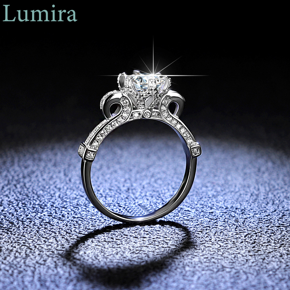 Moissanite Engagement Ring 1 Carat - Cincin Bunga Moissanite Enam Cabang Klasik