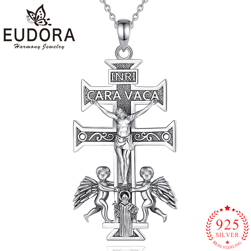 925 Sterling Silver Chain Necklace Men - Eudora 925 perak murni Caravaca salib
