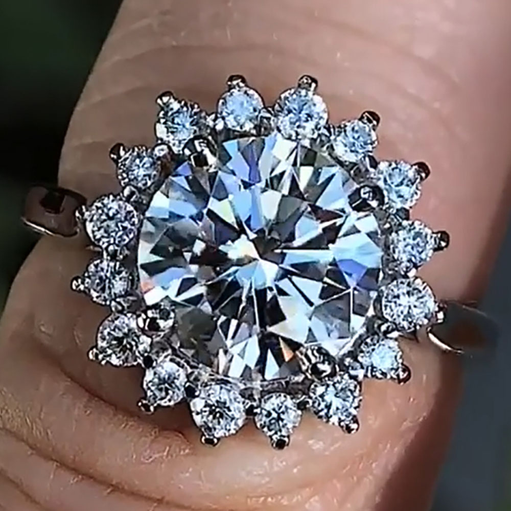 Moissanite Engagement Ring 1 Carat - Cincin Pernikahan Wanita Emas Putih 10K