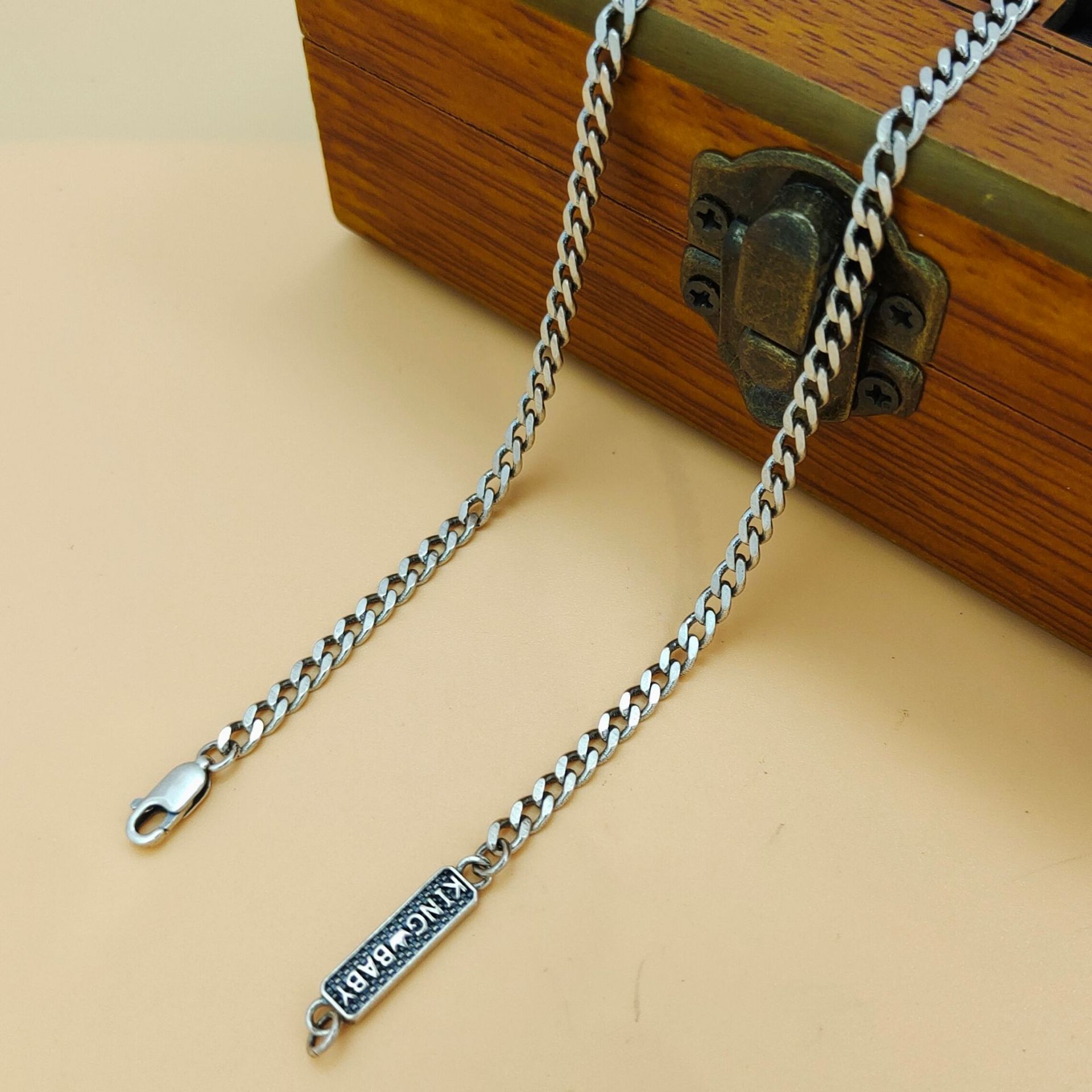 925 Sterling Silver Chain Necklace Men - Kalung liontin perak sterling S925 yang