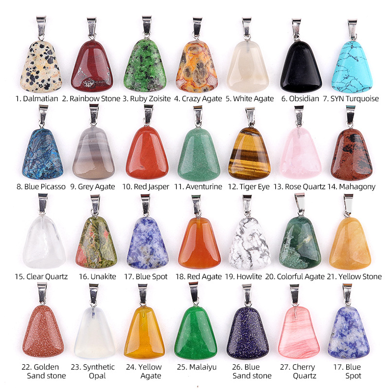 20 Buah/Tas Kalung Trapesium K - Crystal Pendant Necklace Natural Stone ulasan dan harga