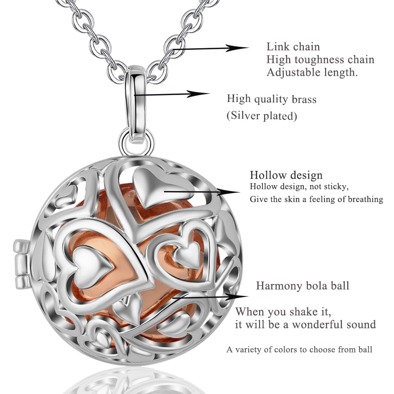 Eudora 20Mm Harmony Bola Liont - Heart Locket Necklace Photo ulasan dan harga