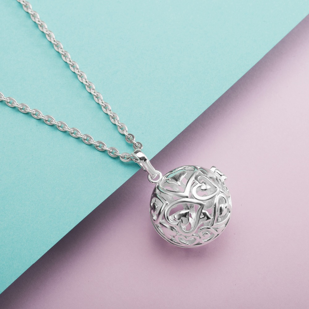Eudora 20Mm Harmony Bola Liont - Heart Locket Necklace Photo ulasan dan harga