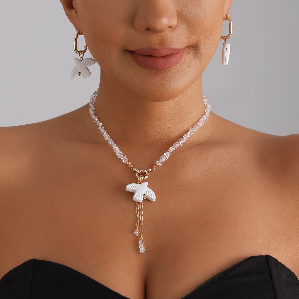 Kalung Mutiara Merpati Putih d - Layered Pendant Necklace Aesthetic ulasan dan harga
