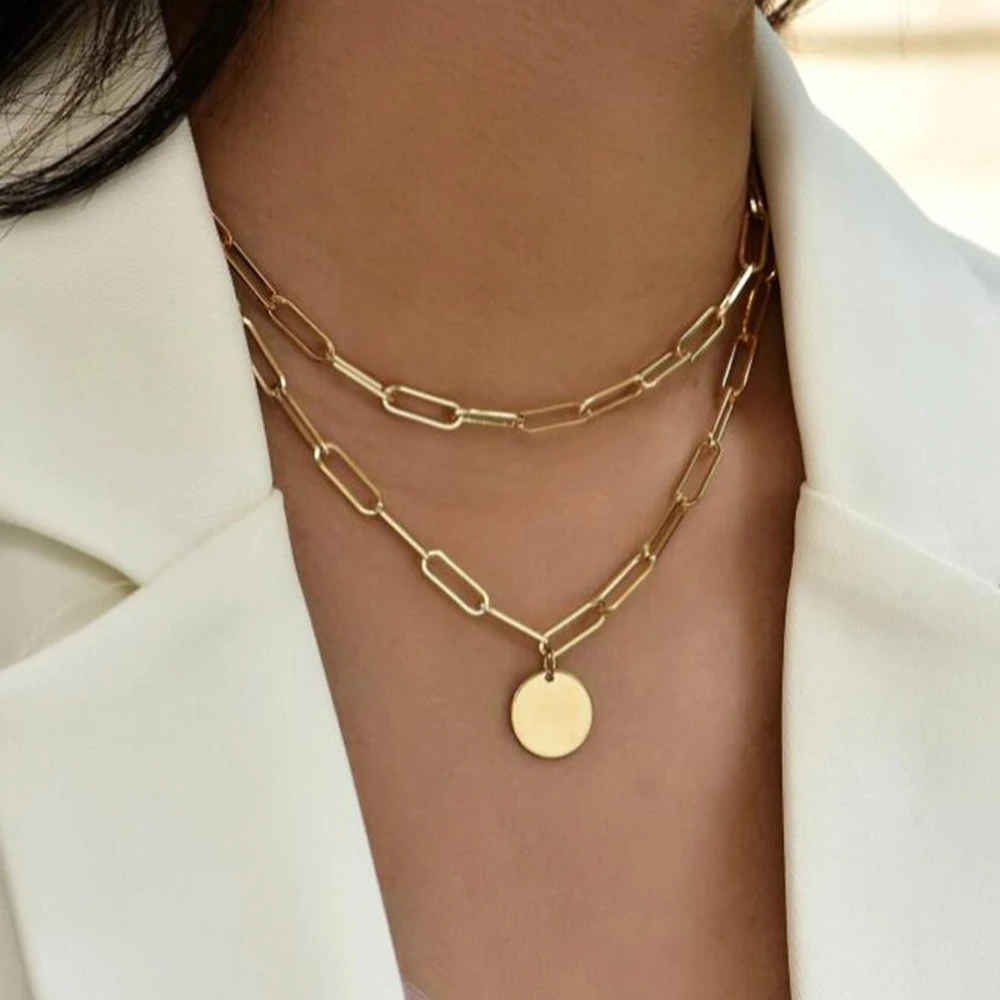 SUMENG kalung liontin Vintage  - Layered Pendant Necklace Aesthetic ulasan dan harga
