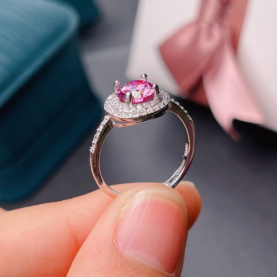 Cincin Moissanite Merah Muda B - Moissanite Engagement Ring 1 Carat ulasan dan harga