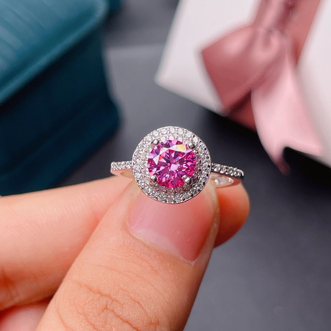 Cincin Moissanite Merah Muda B - Moissanite Engagement Ring 1 Carat ulasan dan harga